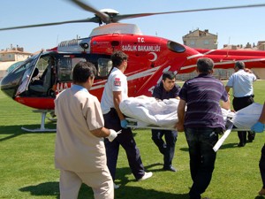 Hava ambulansıyla Konya'ya sevk edildi