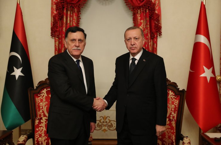 Cumhurbaşkanı Erdoğan, Libya UMH Başkanlık Konseyi Başkanı Sarraj'ı kabul etti