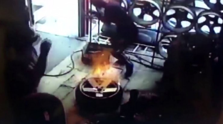 İstanbul’da oto tamircide patlayan nitrojen dolu lastik kamerada