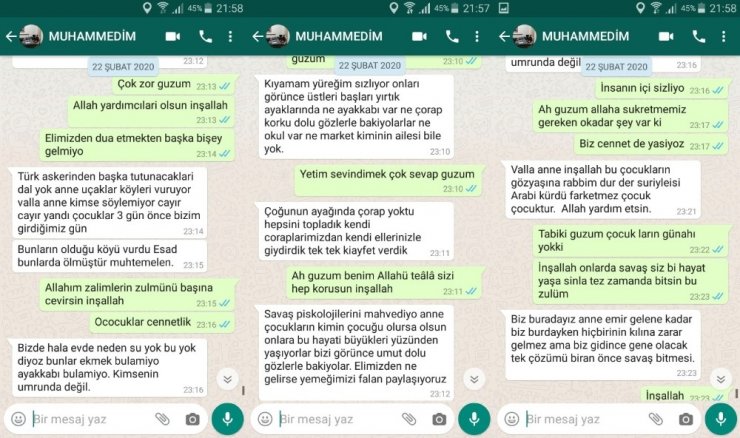 İdlip’de rejimin bombaladığı köydeki çocukların dramı şehidin mesajlarında
