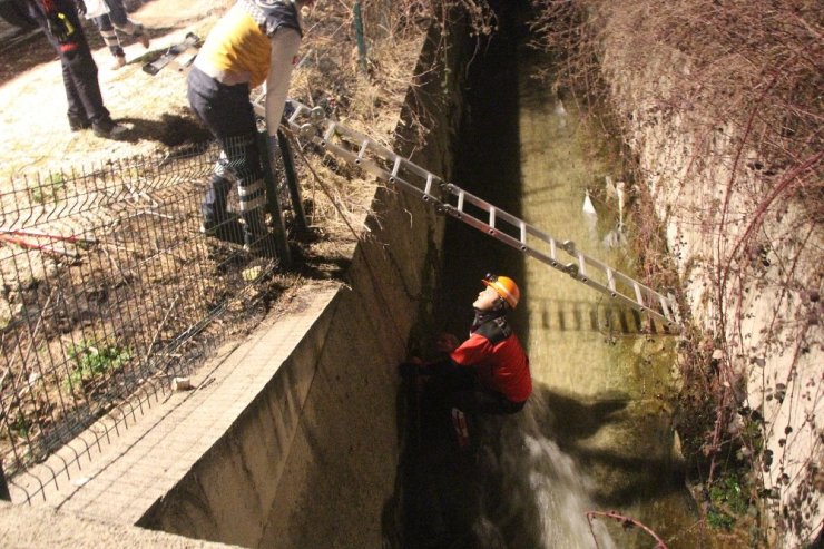 Bolu’da, sulama kanalına düşen yaşlı adamı itfaiye kurtardı