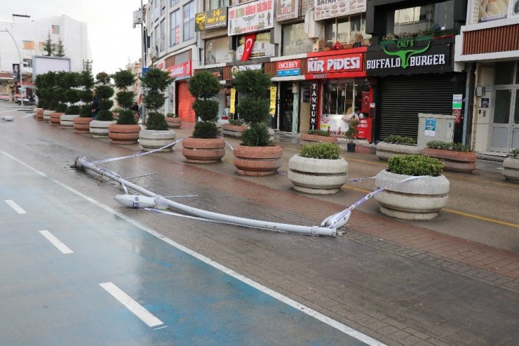 Bolu’da, fırtına nedeniyle direkler ve ağaçlar devrildi