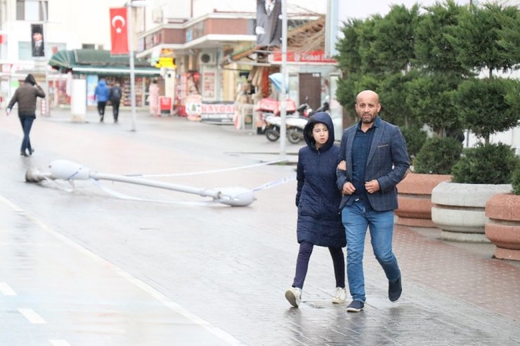 Bolu’da, fırtına nedeniyle direkler ve ağaçlar devrildi