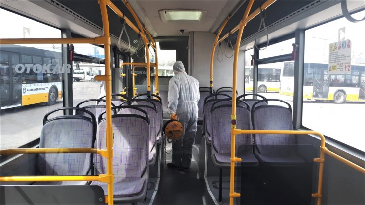 Karaman'da toplu taşıma araçlarında dezenfeksiyon yapıldı