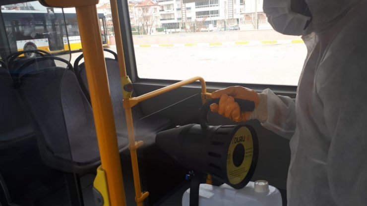 Karaman'da toplu taşıma araçlarında dezenfeksiyon yapıldı