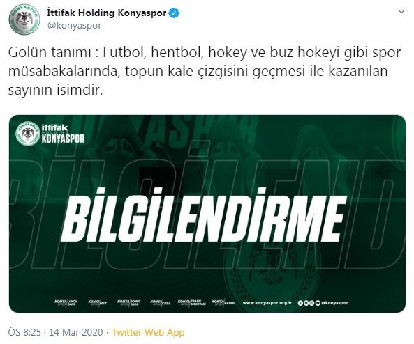 Konyaspor’dan ’gol’ göndermesi