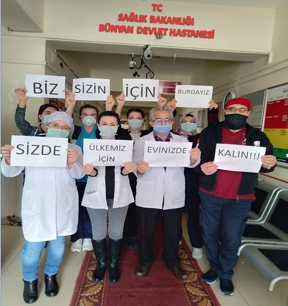 Bünyan'daki sağlık çalışanlarından "evinde kal" çağrısı