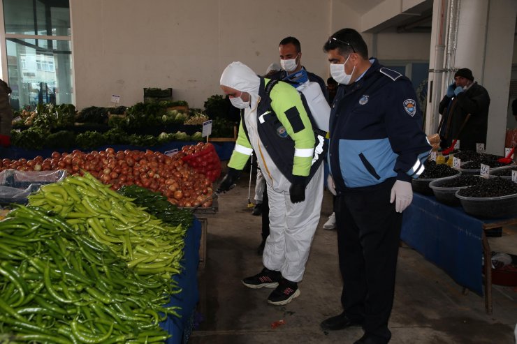 Gölbaşı’nda semt pazarında koronavirüs tedbiri alındı