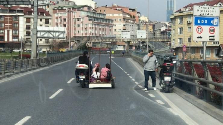 Kağıthane Tüneli’nde ilginç yolculuk kamerada