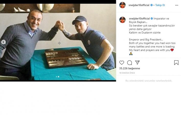 Wesley Sneijder’den Terim ve Albayrak’a geçmiş olsun mesajı