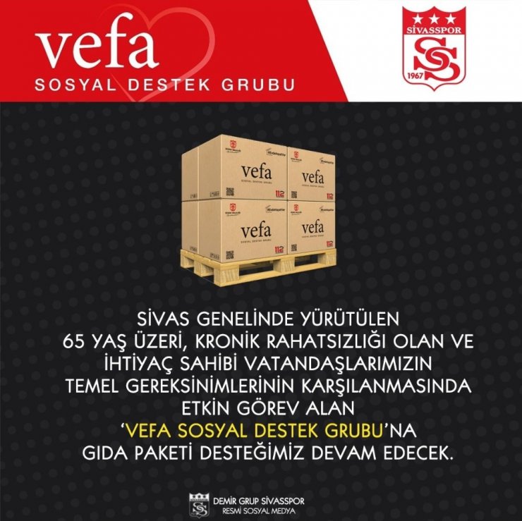 Sivasspor’dan gıda paketi desteği