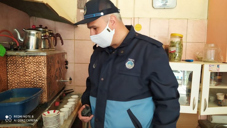 Beyşehir'de zabıtadan çay ocaklarına koronavirüs denetimleri