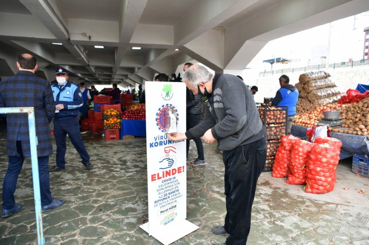 Mamak'ta pazar yerlerinde koronavirüs tedbirleri
