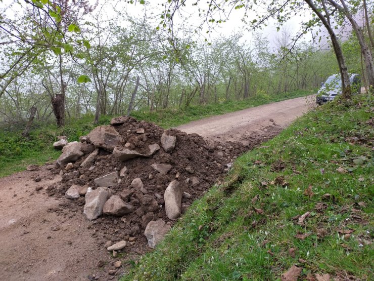 Ordu ve Giresun arasındaki köy yolu araç geçişlerini engellemek için kapatıldı