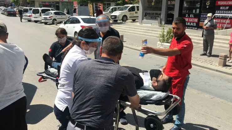 Konya'da tansiyonu düşen sürücü direğe çarparak durabildi