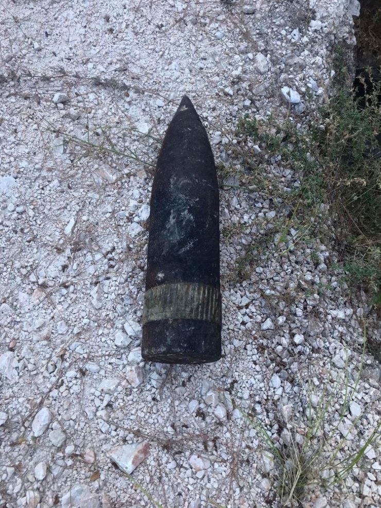 Boş arazide bulunan Milli Mücadele döneminden kalma top mermisi imha edildi