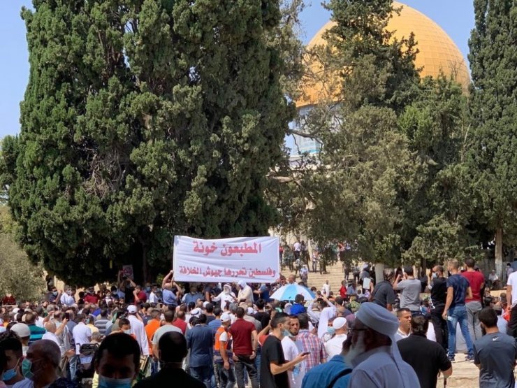 Mescid-i Aksa’da normalleşme protestosu