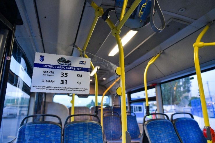Toplu taşıma araçlarına yolcu kapasite etiketleri yerleştiriliyor