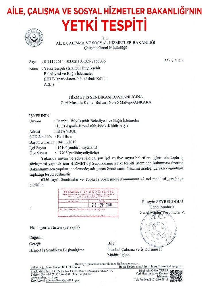 İstanbul Büyükşehir’de yetki tespiti Hizmet-İş’te