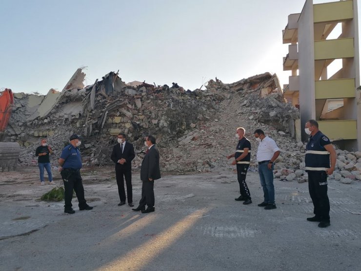 Çan’da yıkılan hükümet binasına denetleme