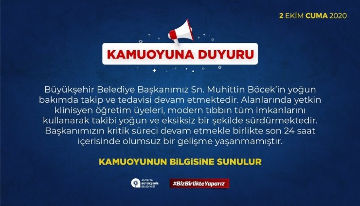 Başkan Böcek’in durumu stabil