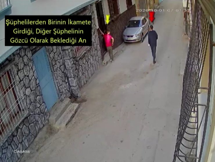Biri etrafı gözetledi diğeri çaldı