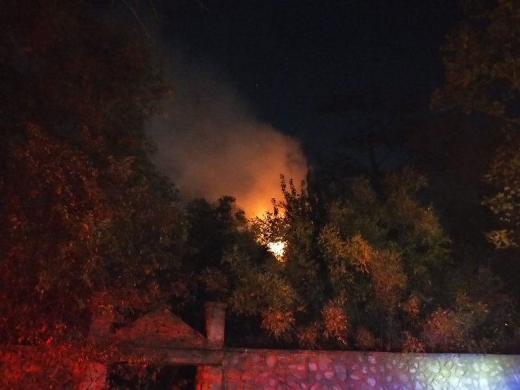 Kartal’da ormanlık alan içerisinde bulunan ahşap ev alev alev yandı