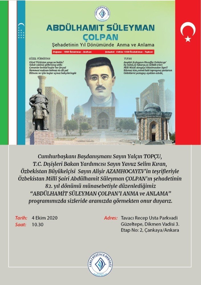 Yerli Düşünce Derneği, Özbek mütefekkir Abdulhamid Çolpan’ı unutmadı