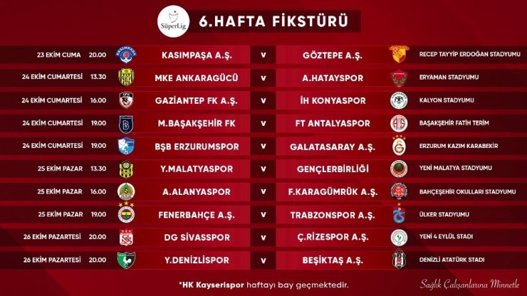 Süper Lig’de 5, 6, 7 ve 8. haftaların programları açıklandı