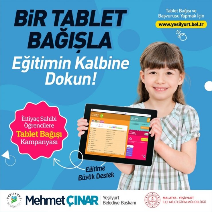 Yeşilyurt Belediyesinden tablet bağış kampanyasına destek