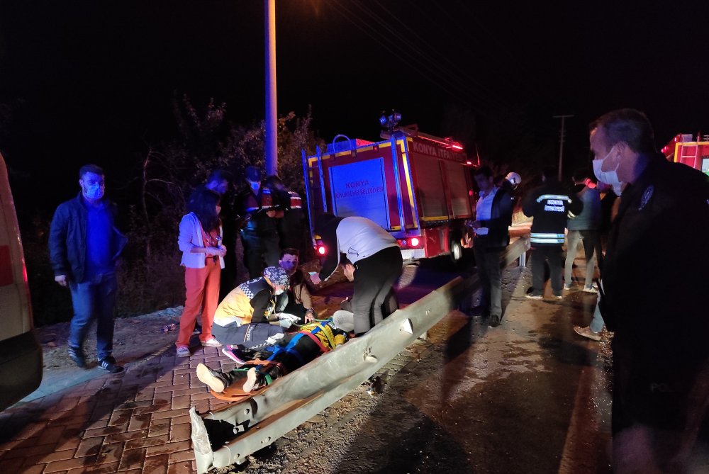 Konya'da otomobil devrildi! 2 yaralı