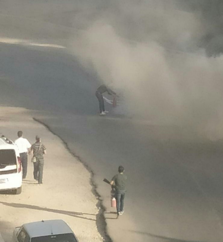 Hatay’da LPG’li otomobil yangını