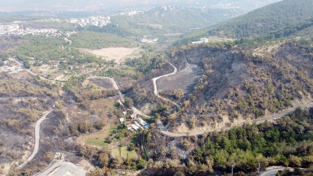 Hatay’da yanan alanlar havadan böyle görüntülendi