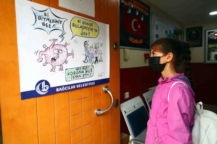 Çocuklar virüs tedbirlerini karikatürle öğreniyor