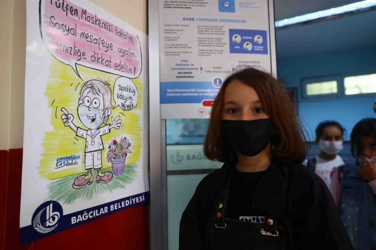 Çocuklar virüs tedbirlerini karikatürle öğreniyor