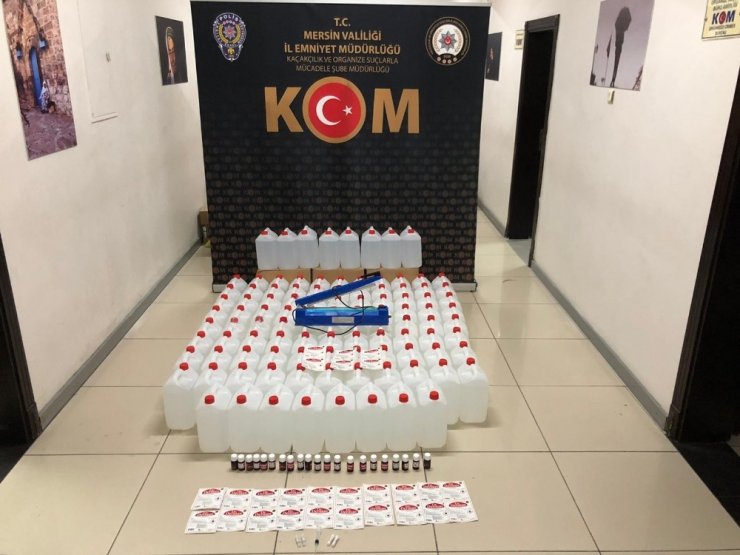 Mersin’de 700 litre sahte alkol ele geçirildi