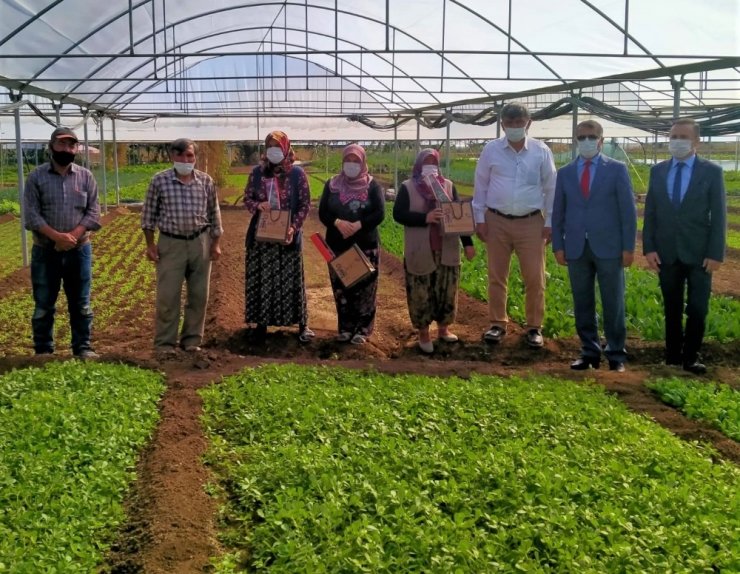 Kadınları traktörleri başında, çalıştıkları tarlada ziyaret ederek Dünya Çiftçi Kadınlar Günlerini kutlandılar