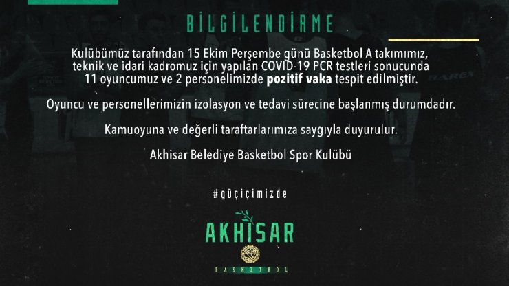 Akhisar Belediyespor Basketbol Takımı’nda 13 kişinin testi pozitif çıktı