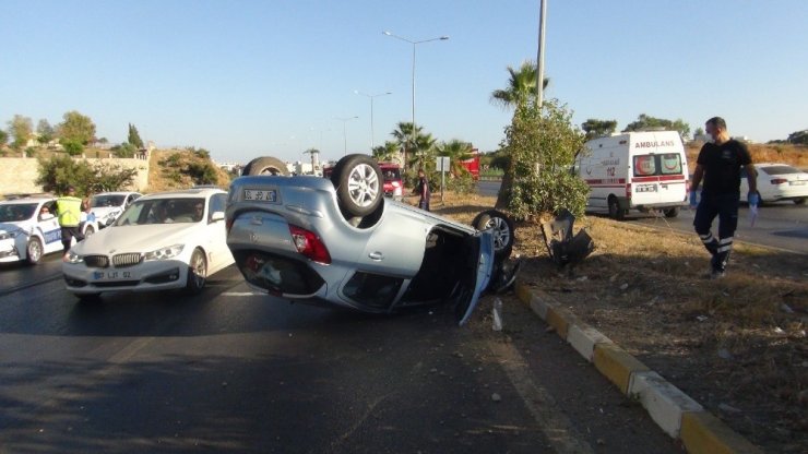 Takla atan otomobilden burnu bile kanamadan çıktı