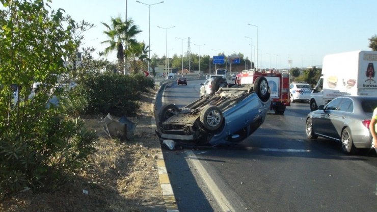 Takla atan otomobilden burnu bile kanamadan çıktı