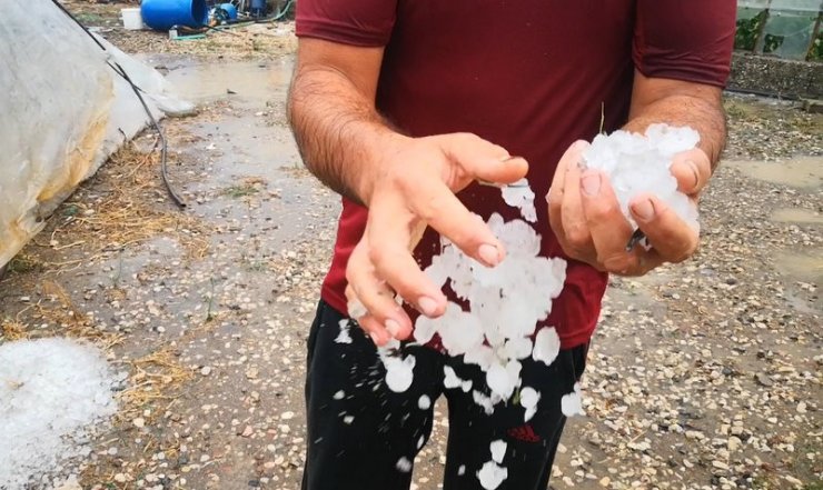 Kumluca’da dolu yağışı seralara zarar verdi