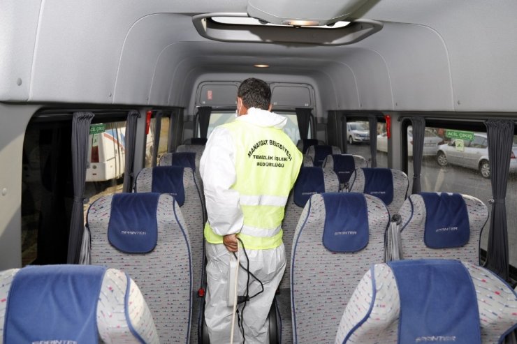 Manavgat’ta 350 öğrenci servisi dezenfekte edildi