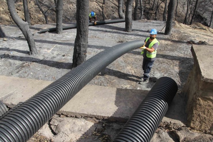 Hatay’daki yangın bölgesinde altyapı çalışmaları