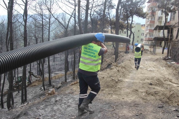 Hatay’daki yangın bölgesinde altyapı çalışmaları
