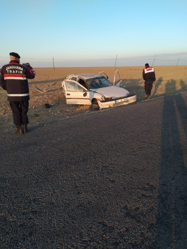 Konya'da kontrolden çıkan otomobil takla attı! Sürücüsü yaralandı