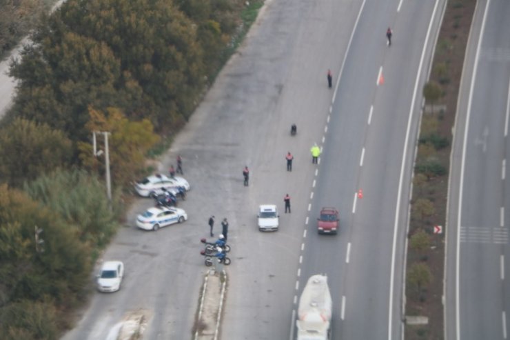 Manisa’da helikopter destekli trafik denetimi