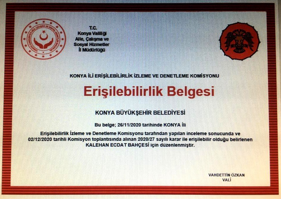 Konya Ecdat Bahçesi'ne yeni belge verildi