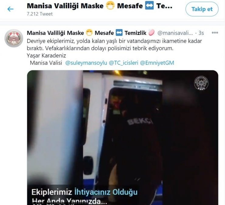 Yolda kalan yaşlı ve engelli adamın imdadına emniyet güçleri yetişti
