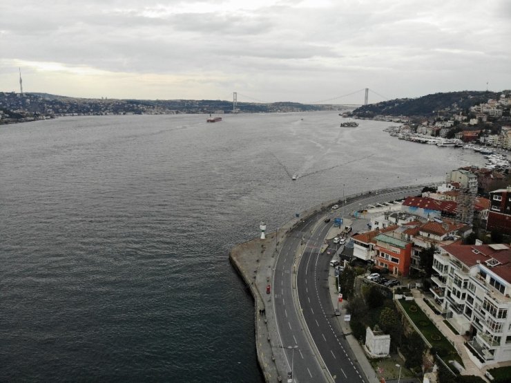 Sessizliğin hakim olduğu Bebek Sahili havadan görüntülendi