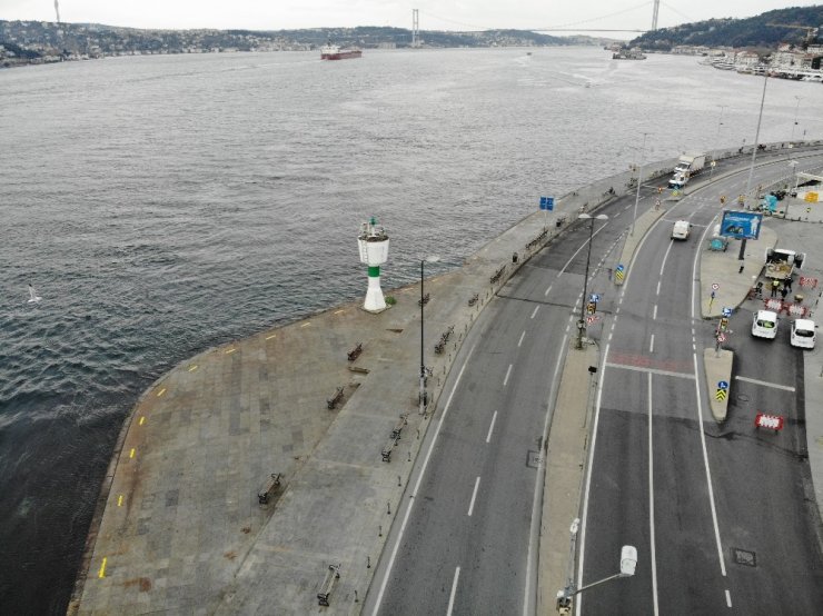 Sessizliğin hakim olduğu Bebek Sahili havadan görüntülendi